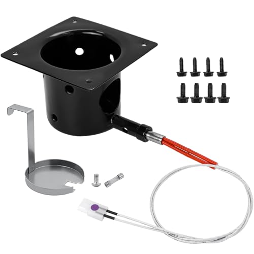 Enamel Fire Burn Pot and Hot Rod Ignitor Kit Replacement Parts for Pit Boss Traeger Camp Chef Pellet Grill Smokers Igniter and Durable Enamel Fire Burner Pot with Ash Remover Screws and Fuse