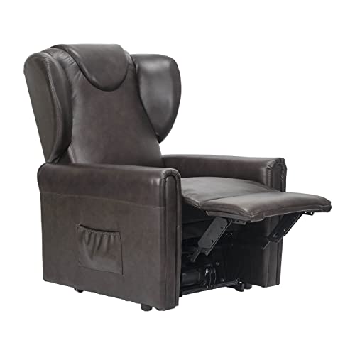 POLTRONE ITALIA Barbara 2 Motoren Leder PERSONALISIERTEN fernsehsessel mit aufstehhilfe Medizinisches Gerät Trolley-Räder Mikrofedersitz Braun – Bild 5