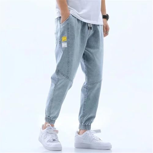 Men's Jogger Thin Harem Pants Banded Pant Korea Style Light Blue Hip Hop Beam Jeans Trousers4