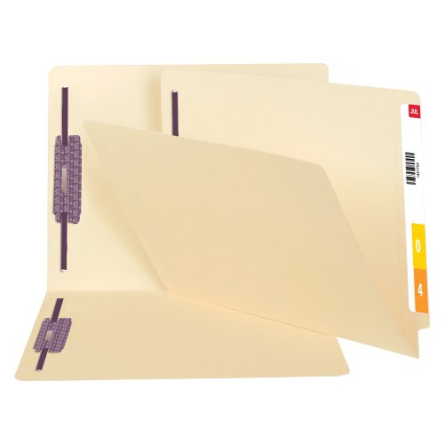 Smead End Tab Fastener File Folder with SafeSHIELD Fasteners, Shelf-Master Reinforced Straight-Cut Tab, 2 Fasteners, Letter Size, Manila, 50 per Box (34117)