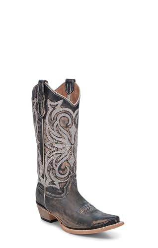Circle G LADIE'S DISTRESSED BROWN EMBROIDERY, LEATHER SOLE, COWHIDE LEATHER, WESTERN BOOT, L6272