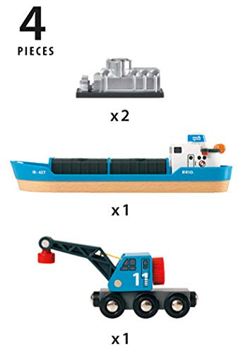 Brio World - 33534 Container Ship And Crane Wagon | 4 Piece Train Toy Accessory For Kids Age 3 And Up #TOP4