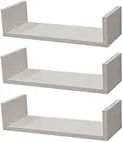 Kit 3 Prateleiras U 60 x 15cm Branca Suporte Invisível