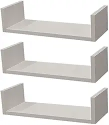 Kit 3 Prateleiras U 60 x 15cm Branca Suporte Invisível