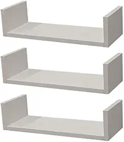 Kit 3 Prateleiras U 60 x 15cm Branca Suporte Invisível