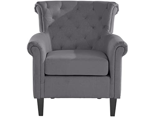 Loft24 A/S TV-Sessel Fernsehsessel Polstersessel Relaxsessel Lesesessel Webstoff mit lose Sitzkissen Gestell aus Massivholz Sitzhöhe 50 cm (grau) – Bild 6