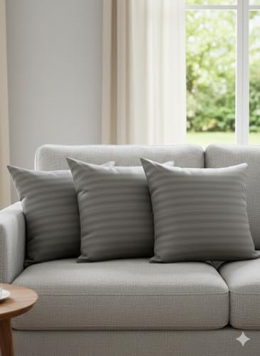 Image of Grey Cushion for Sofa & Chair | Pack of 2 Soft Decorative Seat Cushions | Comfortable Home Furnishing Cushion for Living Room, Bedroom & Office | 16 x 16 Inch (Grey, 2)