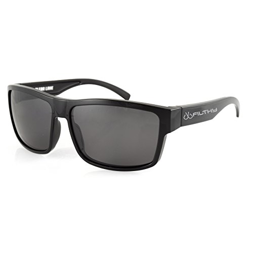 Filthy Anglers Ames Fishing Sunglasses Black Frame and Light Grey Polarized Lenses