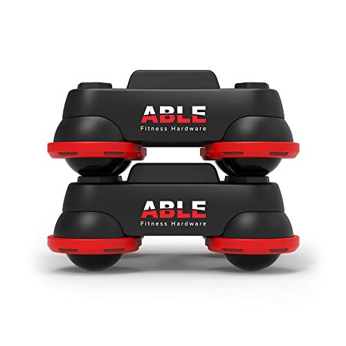 Patented ABLE Fitness System - Ab Roller Wheel, Push-Up Bars, Core Sliders, and Chest Workout Equipment (Sold As a Pair)