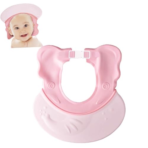 Image of Baby Shower Cap Adjustable Silicone Shampoo Bath Cap Visor Cap Protect Eye Ear for Infants Toddlers Kids Children - Light Pink