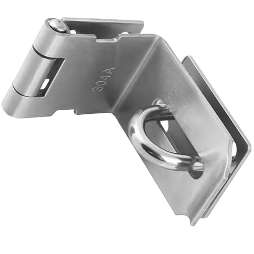 USOHJZ Candado De Puerta Hasp 4 Pcs Stainless Steel Hasp Latch Padlock 4 Inch 90 Degree Single Garage Door Lock Attic Barn Sliding Gate Hook Latch