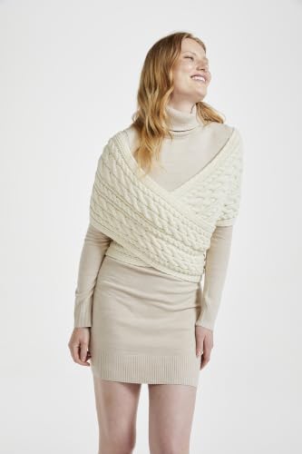 Image of Aran Woollen Mills Corrib Crossover Merino Aran Wrap - 100% Merino Wool - Made in Ireland