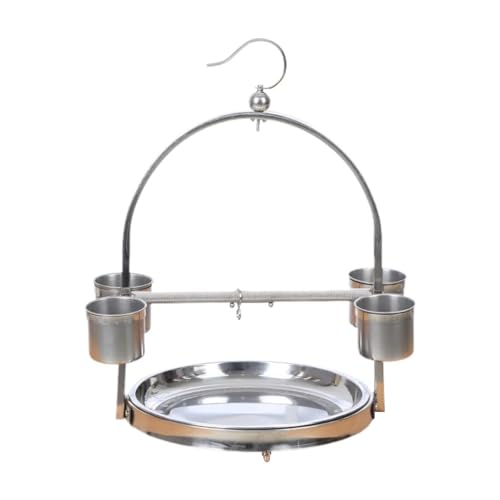 MFMEXUL Stainless Stand with Hook for Parrots and Budgies, 32 x 50 cm