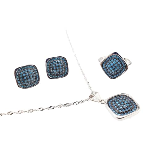 Boucles d'oreilles et collier argent 925 anti-allergie turquoise bleue
