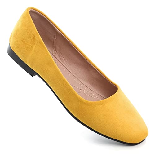 TN TANGNEST Women's Fashion Square Toe Ballet Shoes Comfortable Slip On Flats 6