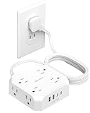 2 Prong Power Strip, WRXDMC 2 Prong to 3 Prong Outlet Adapter, 1400J Two Prong Surge Protector, 10ft Extension Cord, 8 AC Outlets with 2 USB C Port and 2 USB A Port, Wall Mountable,Ideal for Old House