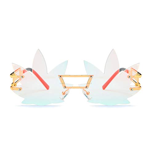 Image of Vintage Punk Sunglasses Men Women 2020 Fashion Colorful Rimless Leaf-shaped Sun Glasses