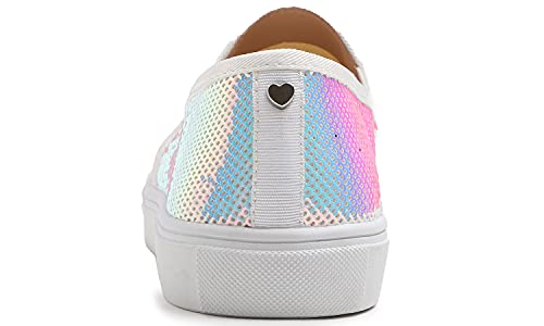 Image of FEVERSOLE Women's Fashion Sparkle Sequin Embellished Sneaker Party Holiday Casual Shoes