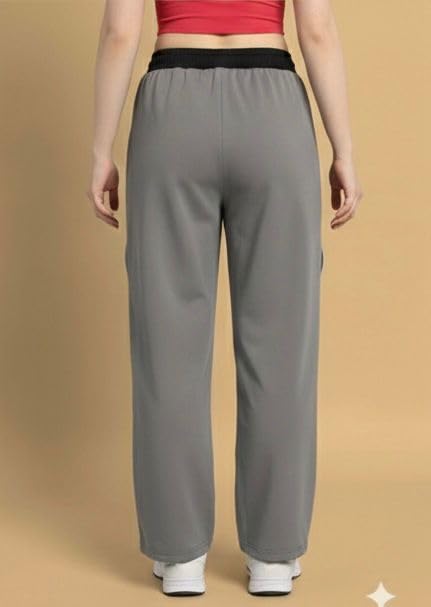 Image of Imsa Moda Women's Polycotton Straight Fit Track Pant | Gym Trackpants & Activewear Trouser | Casual Sports Lower for Gym, Yoga