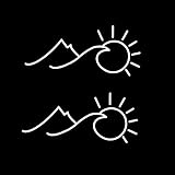 Ocean Mountain Sun Wave Beach Decal Vinyl Sticker for Car Truck Window Bumper Laptop White 2 Pack
