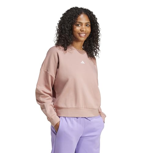 اديداس سويت شيرت فيل كوزي بلوجو صغير للنساء من اسنشيالز، لون بينك/ابيض، مقاس XL