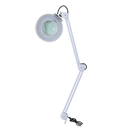 Wakects - Lámpara de aumento (8 x 8 x iluminada con brazo giratorio de sujeción para lectura médica de belleza, 2 en 1, diseño de lupa LED con luz fría