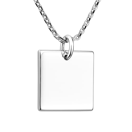 AeraVida Plain Geometric Square .925 Sterling Silver Pendant Necklace