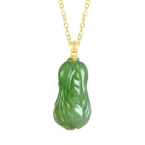 Jade Necklace Jasper Cabbage Money from All Directions Feng Shui Wealth Crystal Necklace Gold Coins Buckle Chakra Balance Gem Quartz Necklace Amulet Talisman Prosperity,W Silver Chain