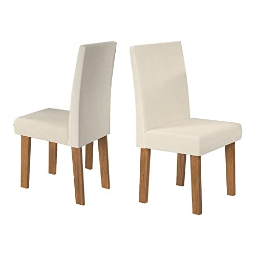 Conjunto Sala De Jantar Mesa Livia 160x80cm Tampo Vidro/mdf Com 6 Cadeiras Venus Viero Móveis Mel/off White/bege