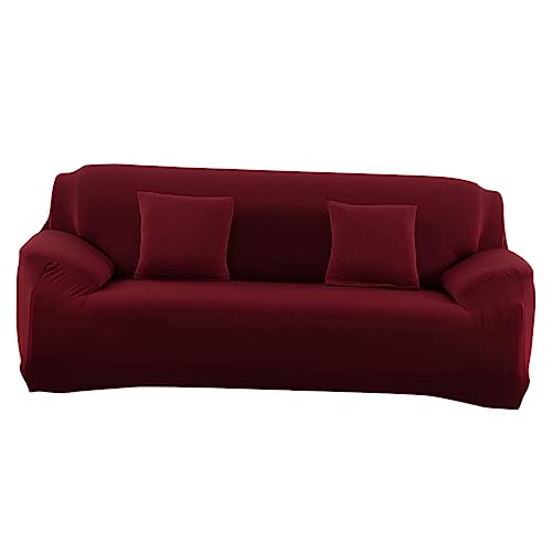 Housse de canapé rouge vin extensible pour sublimer le salon en protégeant - 2