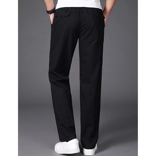 Men's Cotton Relaxed Fit Pants Elastic Waist Casual Pants Straight-Leg Regular Simple Joggers Trousers2
