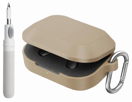 Image of Silicone Case Cover for Realme Buds Air 8 with Heavy Duty Carabiner & Earphone Cleaning Pen (Gold)
