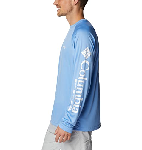 Columbia Camiseta masculina PFG Terminal Tackle de manga comprida, boné branco/logotipo branco, XGG