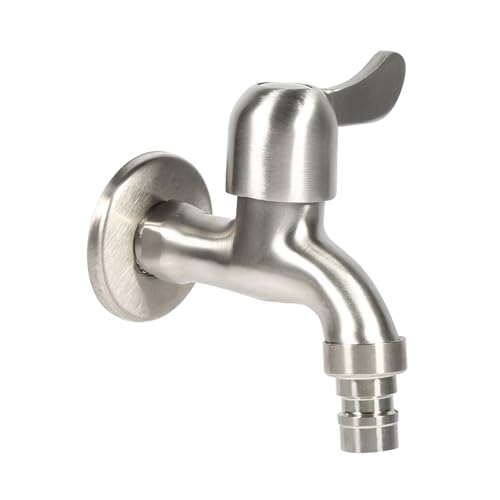 Outdoor Wall Mounted Garden Faucet, Single Handle Cold Water, 304 Stainless Steel, for Yard Laundry, Bathroom, Washing Machine, Mop Sink, Pool, Bathtub by ViaGasaFamido - Used condition - US$11.34