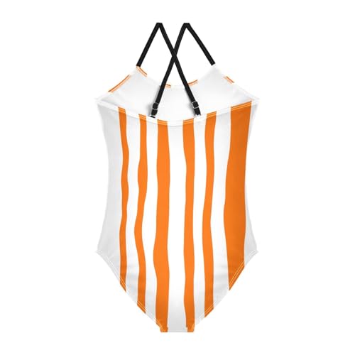 Orange Stripes Girls One Piece Swimsuit Beach Swimwear 208618102