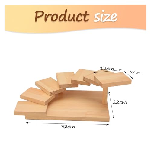 Assiette de service à sushis, 7 étages en bois rotatif pour restaurant ou maison, plateau à sashimi style escalier