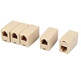 Uxcell Plastic RJ11 6P4C Cable Connector for Landline Telephone 5 Pieces, Beige