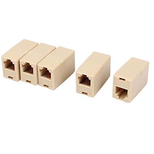 uxcell Plastic RJ11 6P4C Cable Connector for Landline Telephone 5 Pieces, Beige