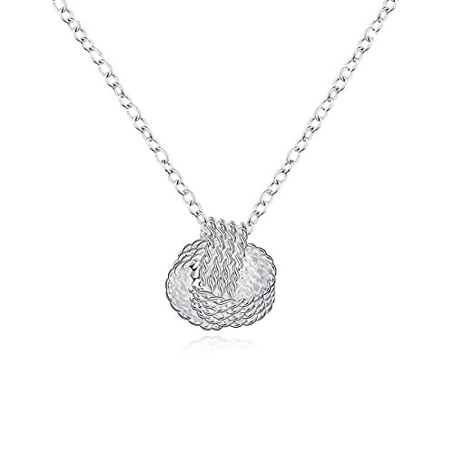 Collier pendentif balle de tennis tissé argent 925 femme, chaîne maille fine sport élégant