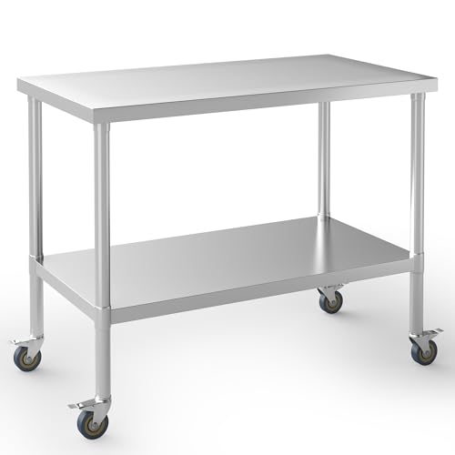 BPT Küche Edelstahl Arbeitstisch,Höhenverstellbare Edelstahltisch mit...