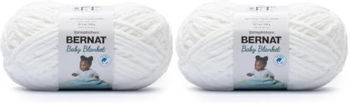 Image of Bernat Baby Blanket BB White Yarn - 10.5oz /300g - Polyester - #6 Super Bulky - 220 Yards - Knitting /Crochet (Pack of 2)