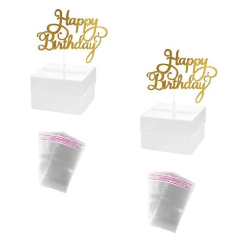 Kichvoe Juego de 2 Cajas Transparentes para Dinero con Forma de Pastel Grande, Adornos para Tartas de Cumpleaños, Decoración Creativa para Fiestas Infantiles