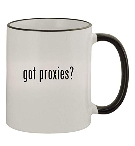 got proxies? - 11oz Colored Handle and Rim Coffee Mug, Black
