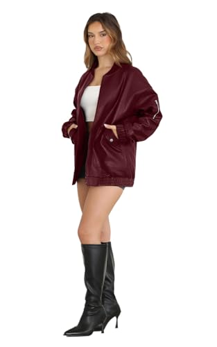Image of Sampeel Leather Jacket Women Faux Oversized Motorcycle Bomber Coats 2026 Fall Fashion Outfits Winter Clothes