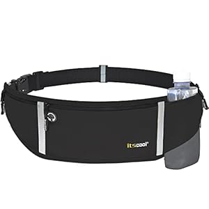 Running Belts Itscool Enlarged Runner Waist Bag Water Bottle Holder With Very Sturdy YKK Zipper Waterproof, 26-47″ (Black)