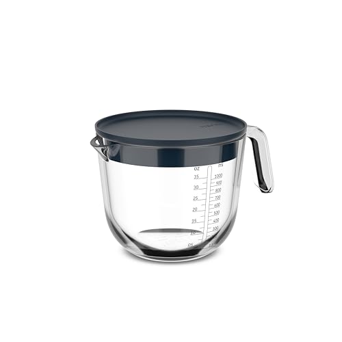 Mepal - Jarra medidora de vidrio con tapa Chef it - Medidas grabadas de fácil lectura - Apto para microondas y horno, sin tapa - Apto para lavavajillas - 1000 ml - Navy
