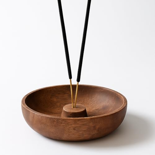 Kundi Premium Incense Stick Holder Bowl | Wooden Ash Catcher Bowl for Puja, Meditation, Aromatherapy & Relaxation | 5 x 5 Inch