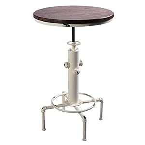 Topower Industrial Bar Table 31.5-41.3″ Adjustable Pub Table Kitchen Dining Coffee Bistro Table (Antique White)