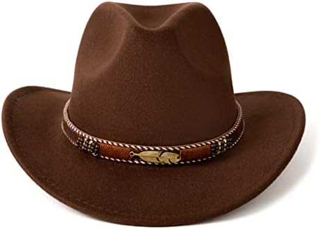 HUDANHUWEI Western Cowboy Hat Wide Brim Outdoor Fedora Hat