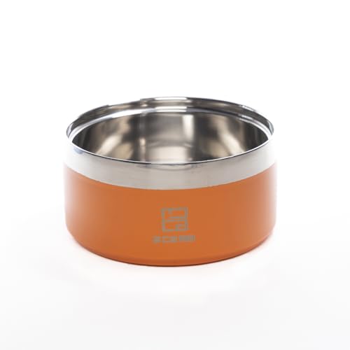 A CA MIA Ciotola per Cane e Gatto “Linea Patera” in Acciaio Inossidabile Anallergico per Cibo Secco,Umido e Acqua. Diametro 14 cm, Antiscivolo,Cinque Colori disponibili. (Arancione)